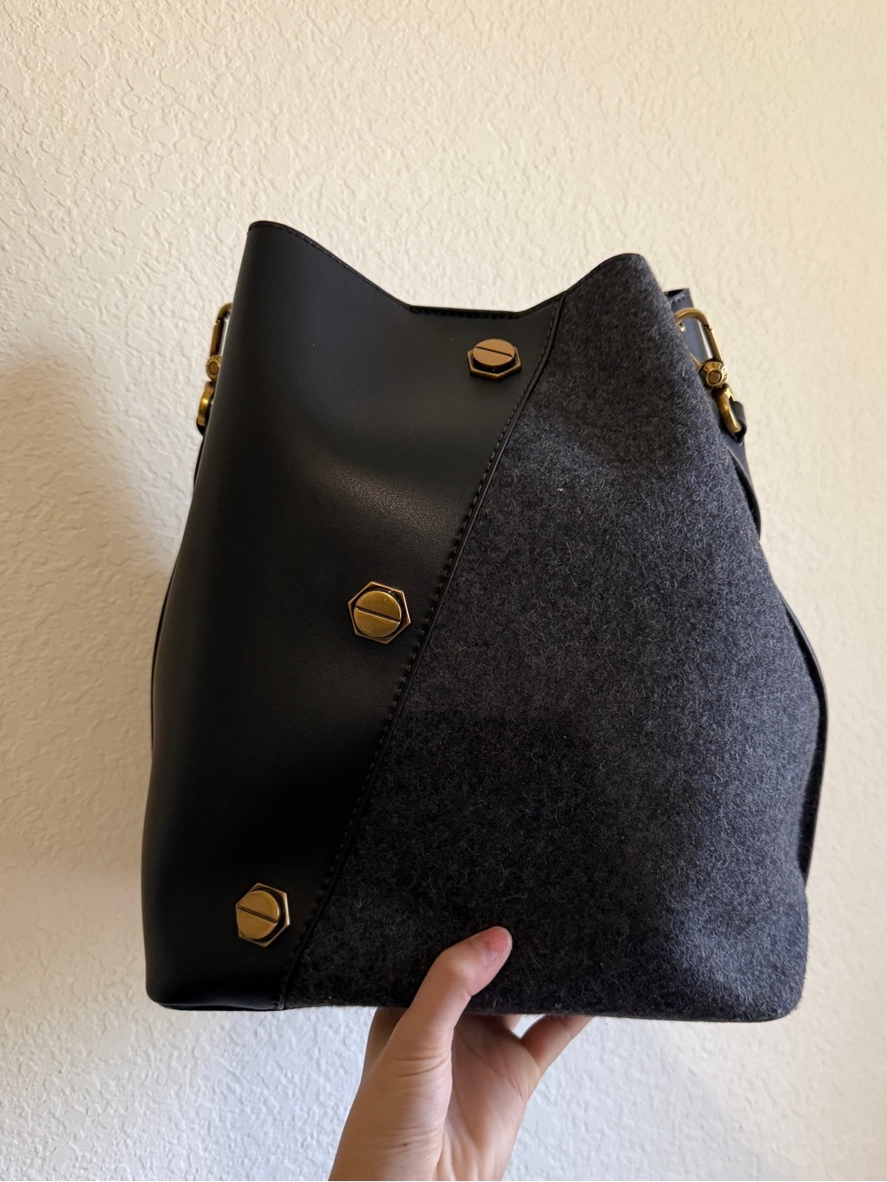 Charles & Keith Studded Textured Hobo Bag